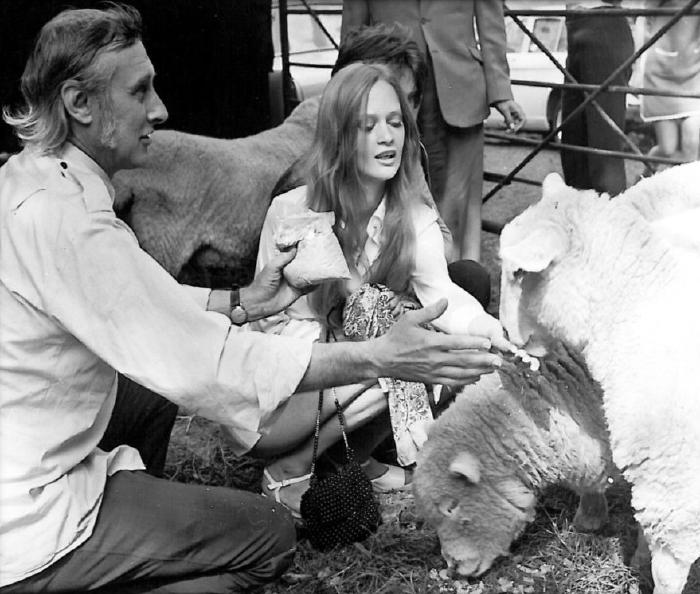 Spike Milligan comforting animals